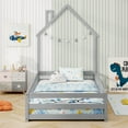 thumbnail image 4 of Costway Twin Size Montessori Floor Bed for Toddler with Lockable Door Full-Length Guardrail Gray, 4 of 10