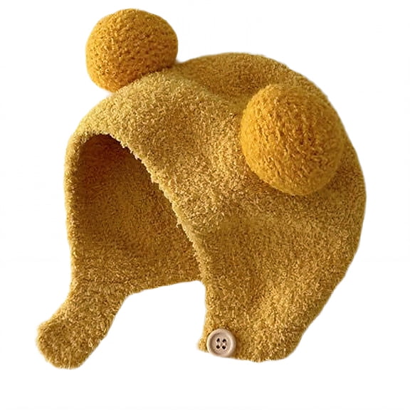 TELOLY Toddler Beanie,Autumn Winter Wear Boys Winter Hat,Warmth All Around Baby Hat,Yellow