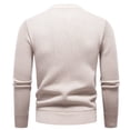 thumbnail image 6 of Men's Classic Striped Knit Sweater Round Neck Loose Fit Casual Long Sleeve Pullover Warm Knitwear Soft Cozy Fashion Top For Daily Lounge Travel Essential | JASKFLY,Beige L, 6 of 9