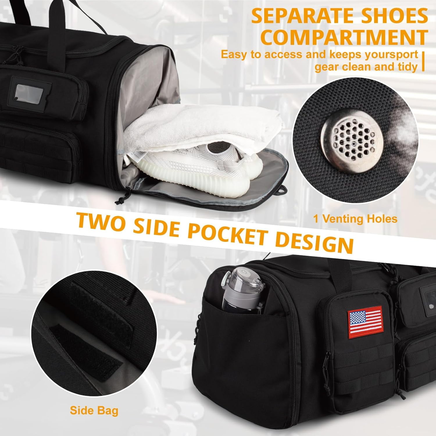 27.5In Expandable Gym Bag For Men,58L Large 3 in 1 Sports Travel Duffle Bag With Shoes Compartment,Water Resistant Sports Gym Tote Bags Multi-functional Travel Backpack Overnight Bag