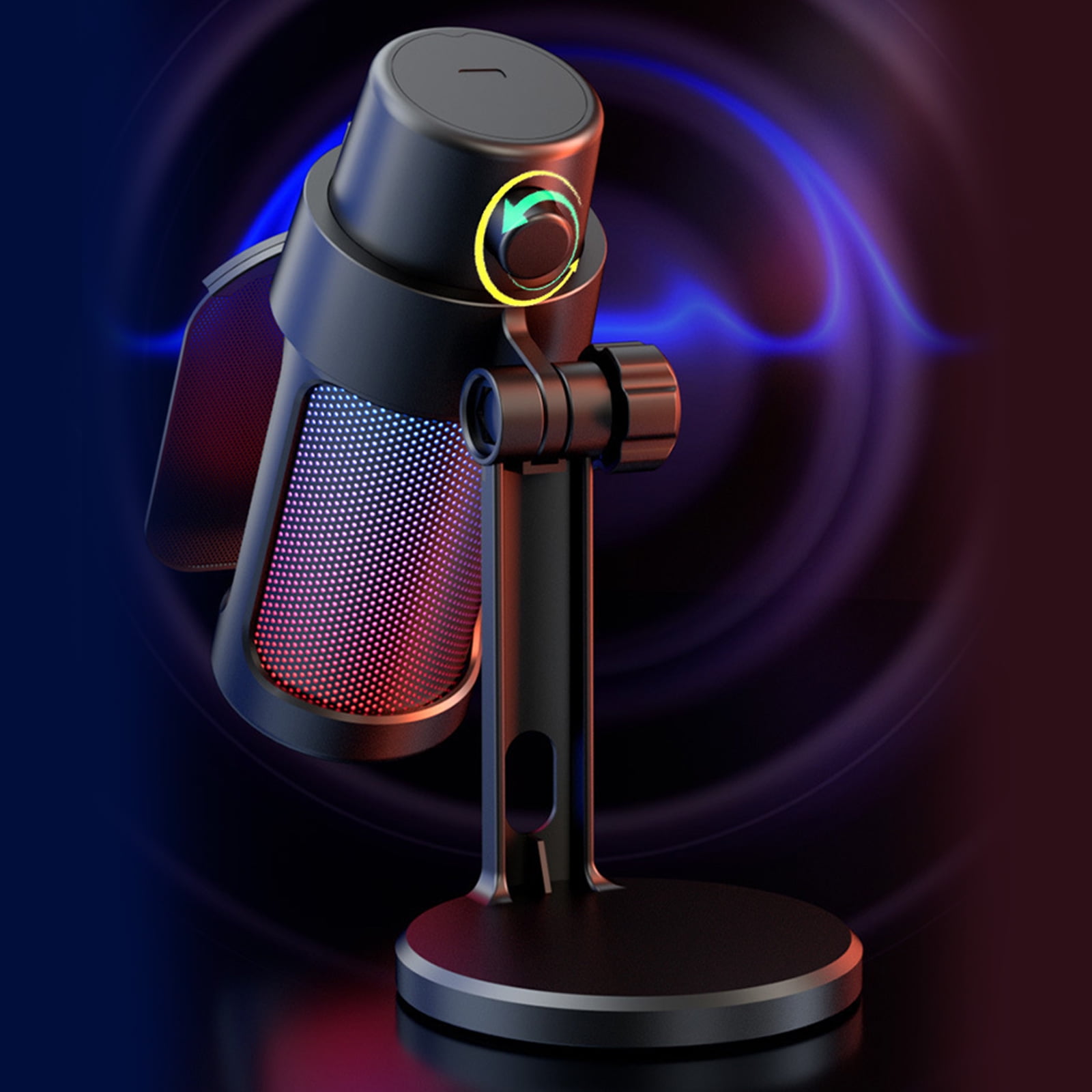 Condenser Microphone for PC USB Connection Color Lights for Recording and Podcasting Live Singing Solid Base