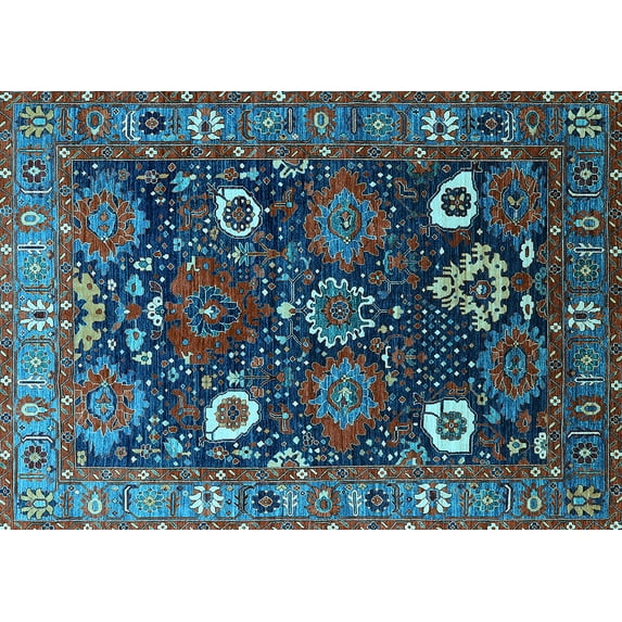 Ahgly Company Indoor Rectangle Oriental Light Blue Industrial Area Rugs, 6' x 9'