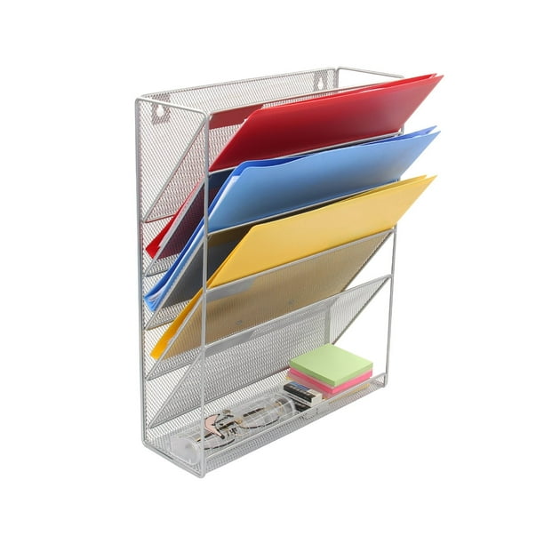 Pro Space Wall Mount File Organizer Holder 5 Pocket Metal Mesh Hanging