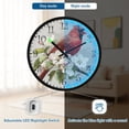 thumbnail image 5 of Voice Activated Clock with Glow Light 12 Inch Large Silent Wall Clock Battery Operated for Home Decor Beautiful Red Bird, 5 of 8
