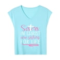 thumbnail image 4 of Sisters in Christ are Sisters for Life Holy Christian Faith Womens T Shirts, Short Sleeve V-Neck Shirts Cute Fit Summer Casual Tee Tops Dopamine Color Bright Blue 2XL, 4 of 5