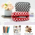 thumbnail image 2 of Checkered Makeup Bag for Purse Portable Zipper Make Up Pouch Small Cosmetic Case for Travel Accessories Pink White, 2 of 10
