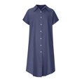 thumbnail image 4 of Dyegold Sundresses for Women Plus Size Summer Denim Shirt Dresses for Womens Short Sleeve Loose Jean Midi Dress Button Down Casual Shift Dress Tunic Top, 4 of 8