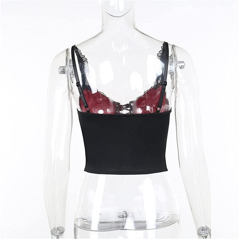 TOMETO STAR Emo Crop Top Mall Goth Camisole Tops for Women Y2k Gothic  Grunge Cropped Cami Top Punk Velvet Lace Rave Alt Streetwear Party at   Women's Clothing store
