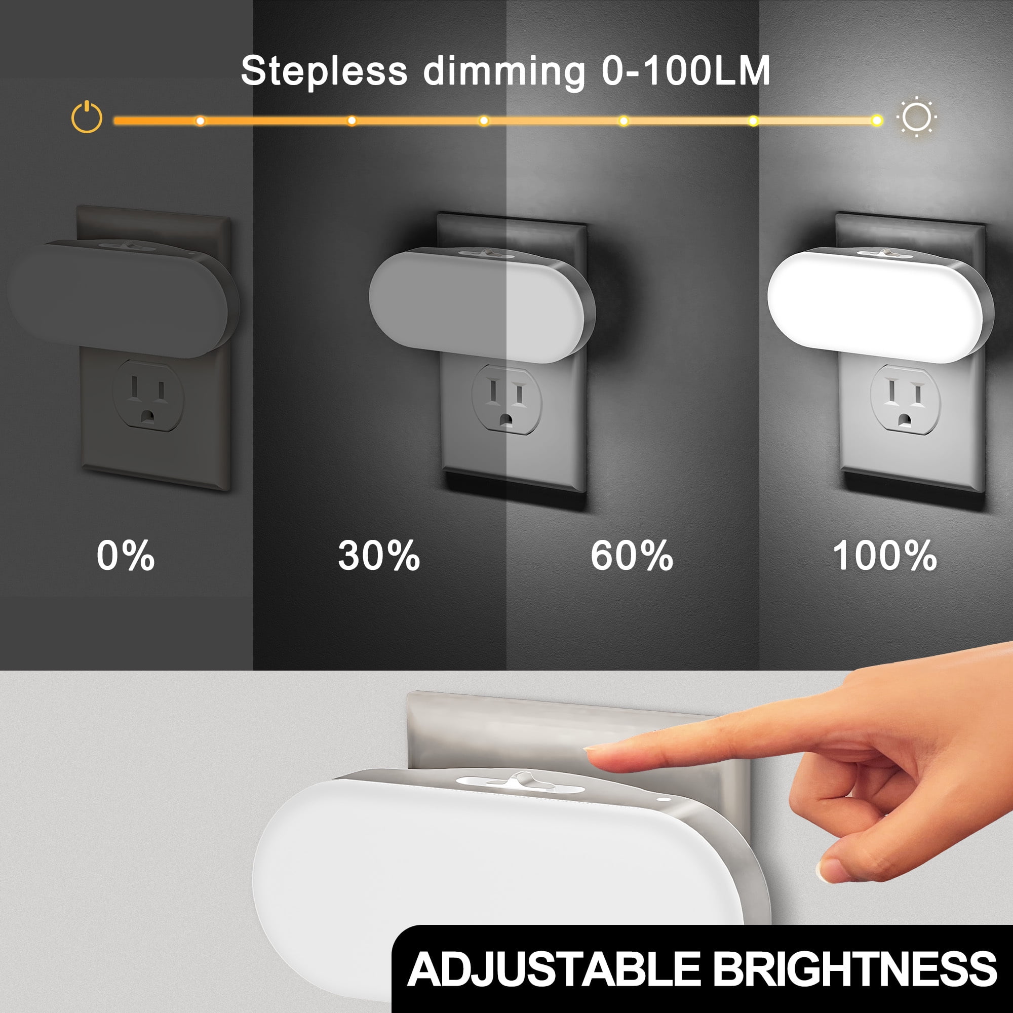 LOHASLED 2 Pcs 5000K Dimmable Cool White Night Light with Light Sensor