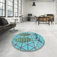 thumbnail image 4 of Ahgly Company Machine Washable Indoor Rectangle Transitional Bright Turquoise Blue Area Rugs, 5' x 7', 4 of 7