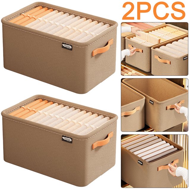 Organizador Sujetadores Caja Almacenamiento Plegable para Pantalones Vaqueros Doméstico Tela (caqui L) 2 Uds.