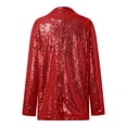 thumbnail image 5 of HXWCHs Women's Sparkling Sequin Long Sleeve Party Jacket Shiny Lapel formal Casual Outerwear Coat L Red, 5 of 5