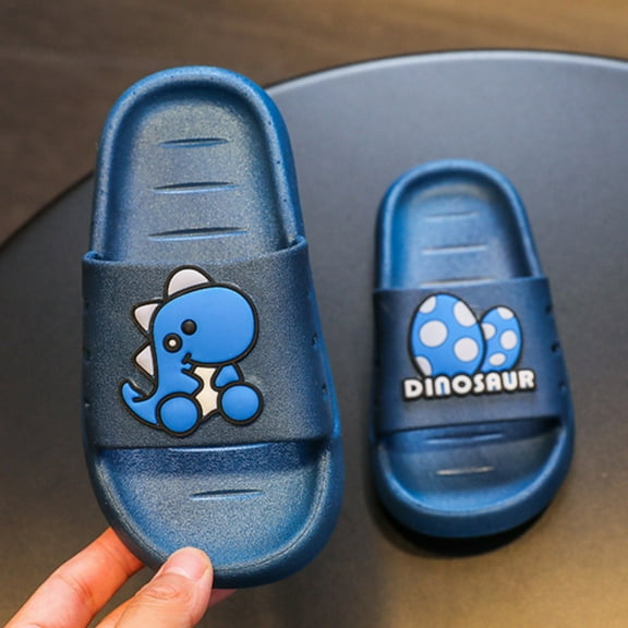 Ediodpoh Children Summer Home Outside The Bathroom Wear Soft Bottom Cartoon Cute Boys and Girls kids Dinosaur Slippers Kids Slippers Girls Blue 16
