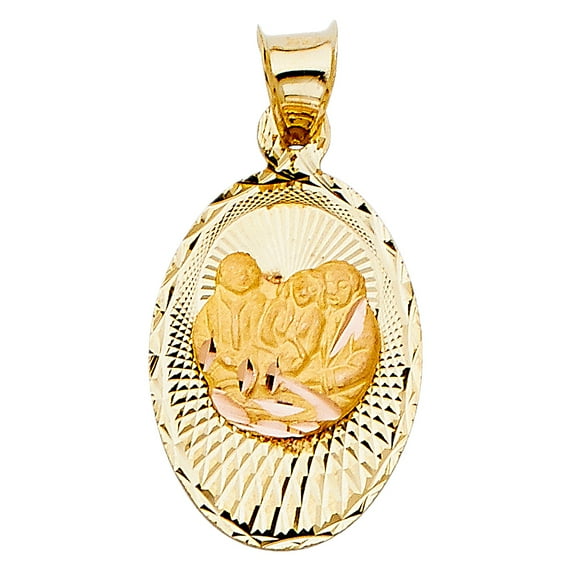 FB Jewels 14K White Yellow And Rose Tri Color Gold Stamp Pendant 21mm X 14mm