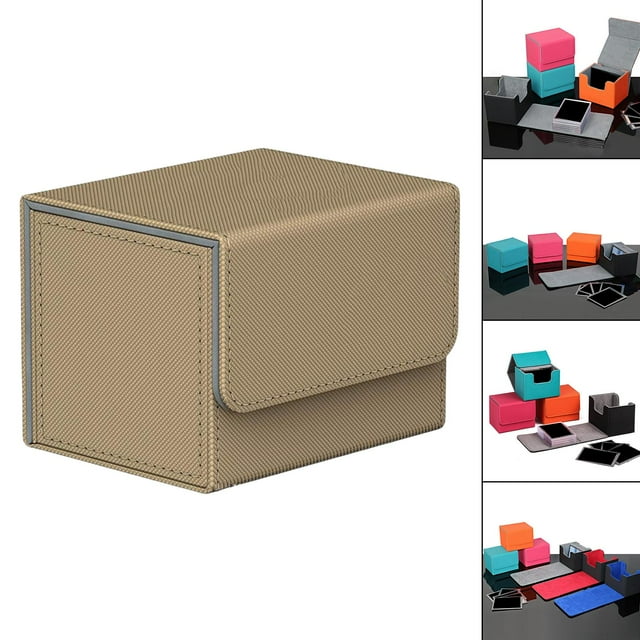 Sturdy Card Deck Box Organizer er Closure Collectible Side-Loading s Display Standard for TCG , Brown