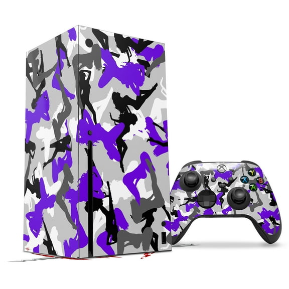 WraptorSkinz Skin Wrap compatible with the 2020 XBOX Series X Console and Controller Sexy Girl Silhouette Camo Purple (XBOX NOT INCLUDED)