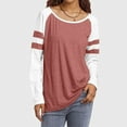 thumbnail image 2 of Tops for Women Fashion Striped Color Block Crew Neck Long Sleeve Pullover Tunic Shirts Relaxed Fit Casual Workout Basic Casual Outfits Clothes 2025, 2 of 6