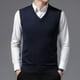 thumbnail image 1 of Suéter de cachemira Chaleco de hombre Suéter de cuello en V Chaleco de punto holgado de talla grande para hombre de mediana edad, 1 of 5