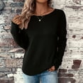 thumbnail image 3 of Women Blouses Womens Waffles Knit Pullover Open Back Casual Tops Long Sleeve Back Knot Shirts Blouse Long Sleeve Casual T Shirts S-64 Black XXL, 3 of 7