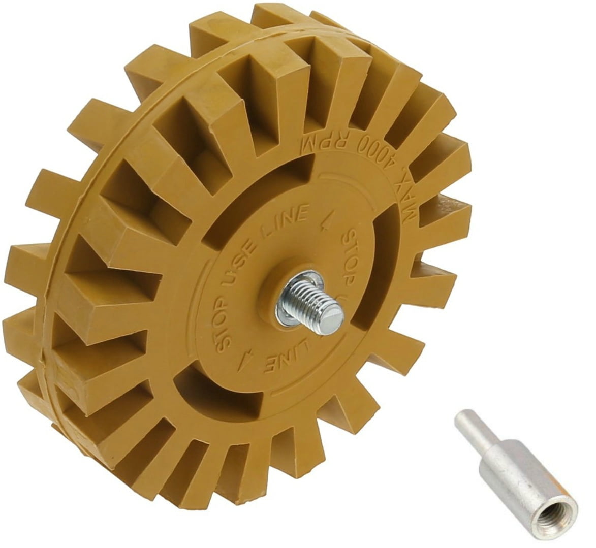 Removal Eraser Wheel w/ Power Drill Arbor Adapter 4 inch Rubber Pinstripe 