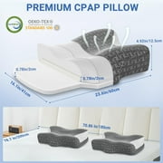 Cervical Neck CPAP Pillow for Sleeping, Ergonomic Adjustable Height Neck Support Memory Foam Bed Pillow for CPAP Users with Sleep Apnea, Suitable for Side and Back Sleepers