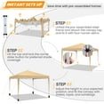 thumbnail image 4 of 10 x 10 FT Outdoor Pop-Up Canopy, Instant Party Tent, Camping Beach Gazebo, 3 Height Adjustable with 8 Stakes, 4 Sandbags, 4 Wind Ropes, Carrying Bag, Khaki, 4 of 8