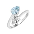 thumbnail image 2 of Sterling Silver with Natural Aquamarine and White Topaz Bypass Ring, 2 of 3
