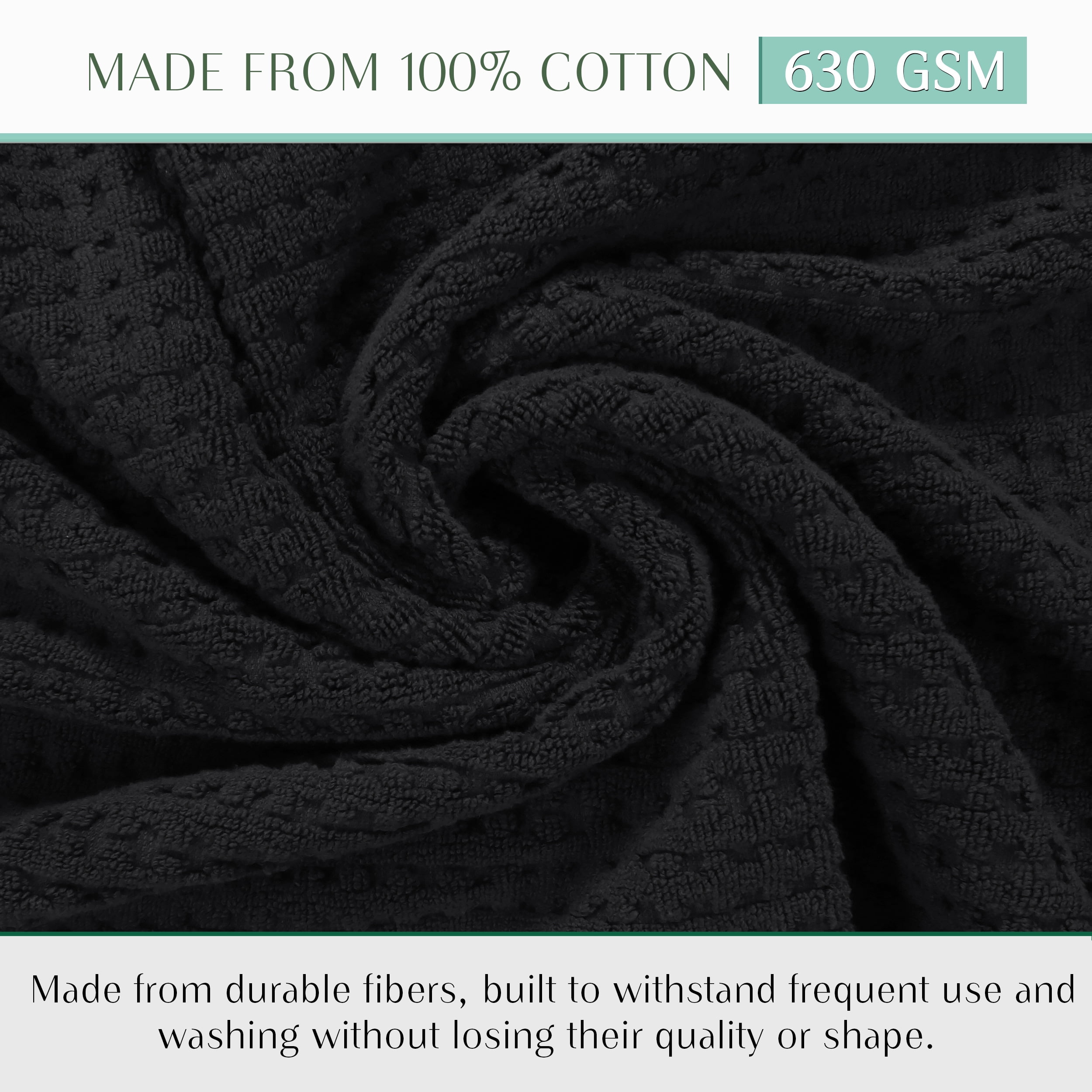 Home Weavers Willow Collection Hand Towels Set of 24 | 100% Cotton Zero Twist | 630 GSM Thick Plush | Soft, Highly Absorbent & Quick Dry | Hotel Quality Luxury Hand Towels | 16x24 Inch | Black