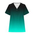 thumbnail image 5 of Offres jusqu'à 70 % de Réduction! Hauts d'Été pour Femmes 2024 Grande Taille Mode Dégradé Imprimé Amusant Décontracté Fermeture Éclair Manches Courtes Blouse Cadeau pour Femmes en Solde, 5 of 5