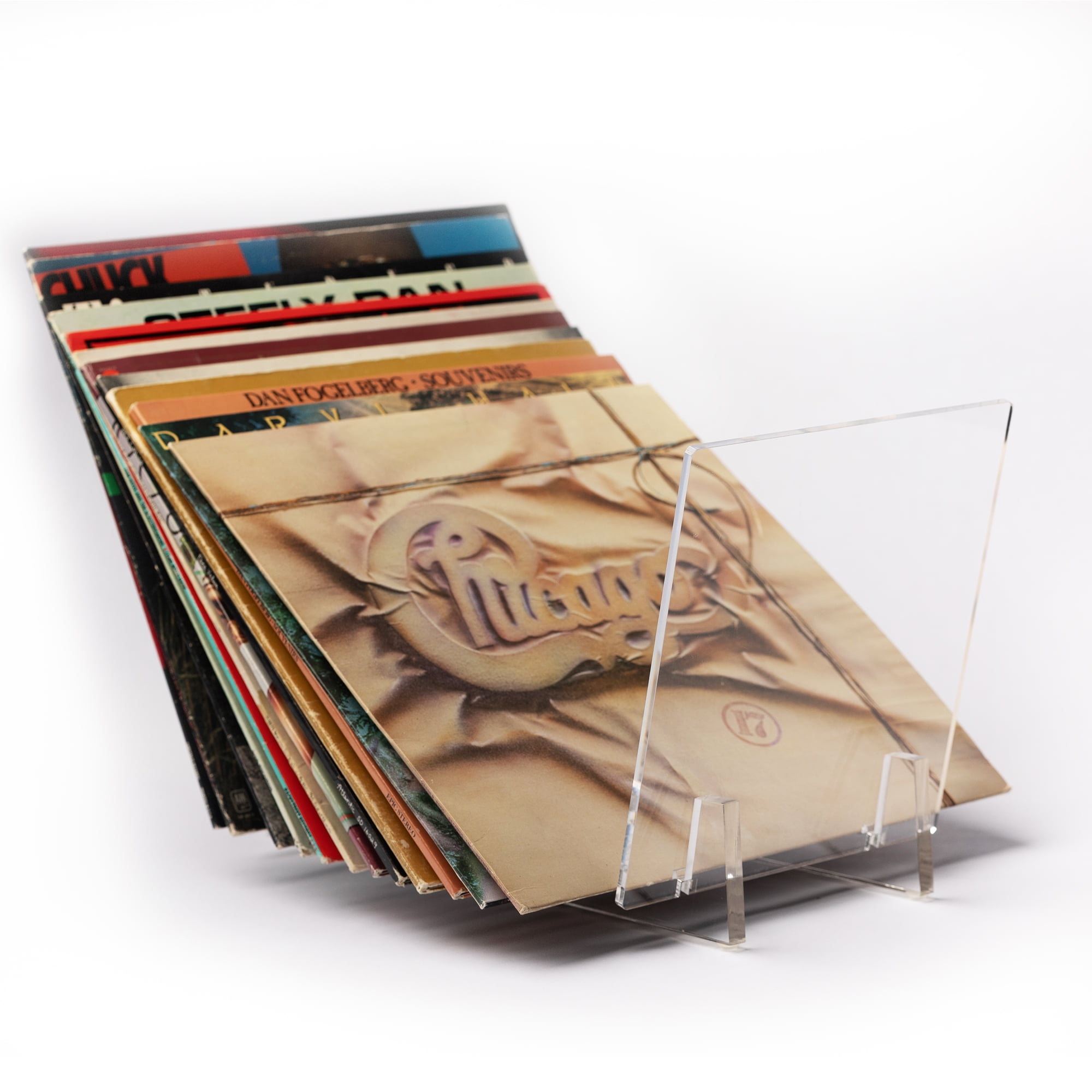 MountainAir - 50 LPs Acrylic Vinyl Record Storage Holder –Transparent Vinyl Record Holder – Modern Unique Style Acrylic Vinyl Stand – Record Display Holder – Album Storage Rack for Home or Studio
