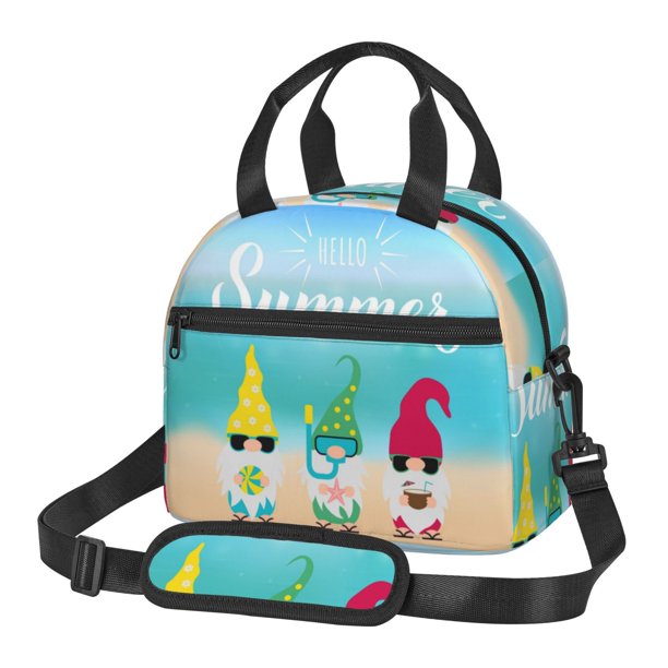Balery Hello Summer Gnome 1 Bolsa de Almuerzo Impresa, Caja de Almuerzo Reutilizable, Bolsa Térmica Aislada para Almuerzo, Bolsa Antiderrames