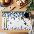 thumbnail image 2 of Blue Spring Botanical Placemats Set of 8, Weeping Eucalyptus Butterfly Placemats for Dining Table, Place Mats for Kitchen Tabletop, Waterproof Wipeable Dining Table Mats Set, 2 of 9