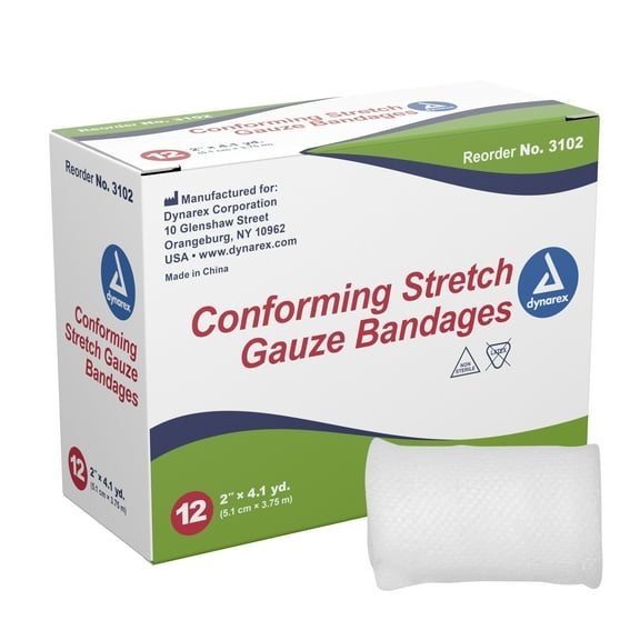 Dynarex White Conforming Bandage NonSterile 2" x 4-1/10 Yd 3102 96 per Case