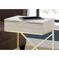 thumbnail image 5 of Modern Beige Marble Look Accent Side End Table with Gold Metal X-Frame & Storage Drawer for Living Room or Bedroom, 18.25" W, 5 of 7
