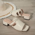 thumbnail image 4 of Xucatan Women's Double Strap Mule Slides, Square Toe Low Heel Slippers with Chunky Block Heel, Faux Leather Casual Summer Sandals, Versatile Solid Color Design for Spring Daily Gift, 4 of 9