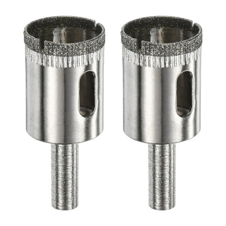 2-Pack Diamond Hole Saw Drill Bit, 0.91 Inch / 23mm Glass Drill Bit for Ceramic/Marble [Silver Tone]