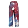 thumbnail image 4 of HEILAU Independence Day Pants for Women 4th Of July Wide Leg Patriotic Elastic Waist Red White And Blue With Pockets Linen Pants, 4 of 5