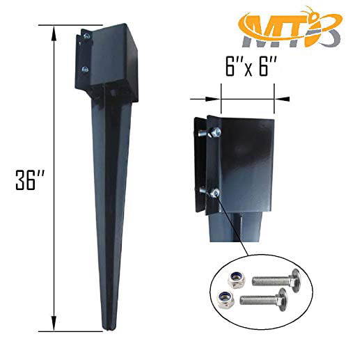 MTB U Shape Fence Post Holder Ground Spike Post Anchor Metal Black Powder Coated 4 Inches x 4 Inches 1 Pack 