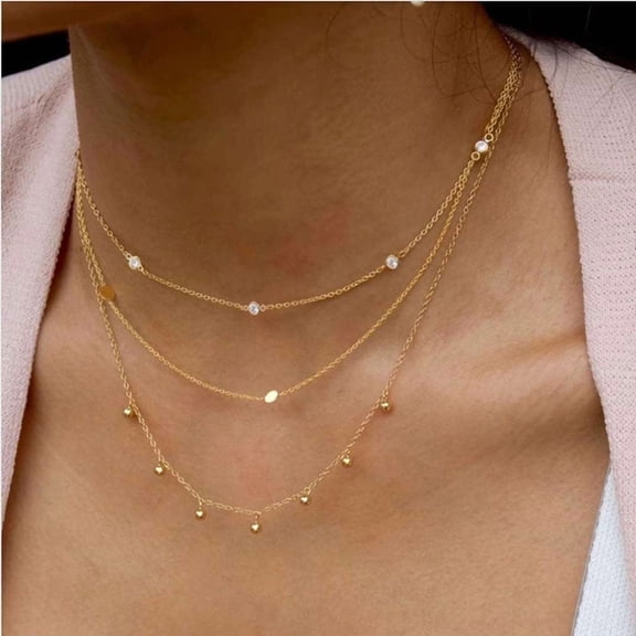 A String Of Small Bead Titanium Steel Gold-plated Necklace Female Clavicle Chain