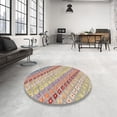 thumbnail image 3 of Ahgly Company Indoor Round Contemporary Orange Salmon Pink Southwestern Area Rugs, 8' Round, 3 of 6