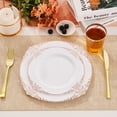 thumbnail image 5 of Daluvenix 200 Pcs Rose Gold Plastic Plates for 50 Guests, White and Rose Gold Disposable Plates, Vintage Disposable Dinnerware for Party, Wedding and Graduation, 5 of 10