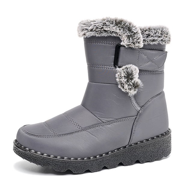 Botas de nieve de invierno para mujer, botas de mujer de ancho ancho, botas de nieve de media pantorrilla, botines cálidos con forro de piel, antideslizantes, cómodos para exteriores