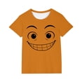 thumbnail image 2 of Blusas y camisas de manga corta con cuello redondo para niños y niñas, color liso, con estampado de expresión linda, manga corta, holgadas y cómodas, blusa para niña, 2 of 6