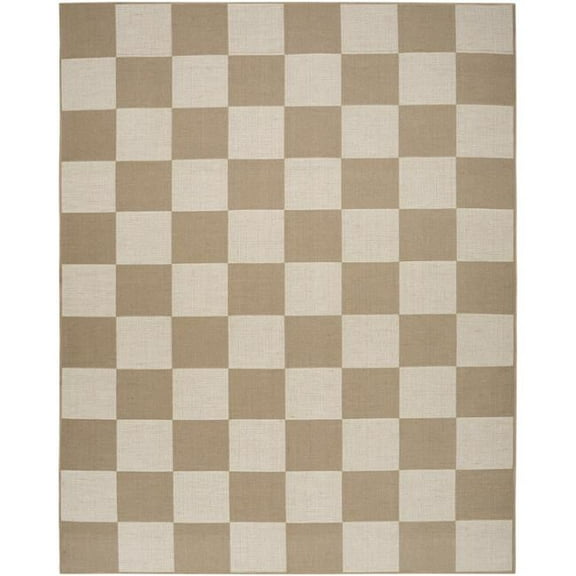 8 x 10 ft. Geometric Power Loom Washable Non Skid Area Rug, Natural & Ivory