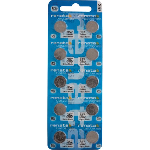 10 x Renata 357 Watch Batteries, 0% MERCURY equivilate SR44W