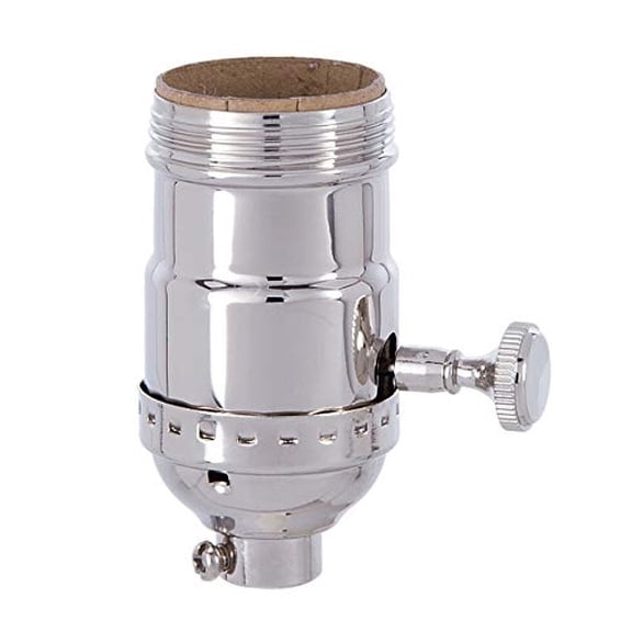 B&P Lamp® Brass Turn Knob Early Electric Style Lamp Socket, Nickel Plated Finish, 3-Way Function, Uno Thread Shell