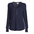 thumbnail image 5 of Time and Tru Women's Cozy Henley T-Shirt with Long Sleeves, 5 of 5