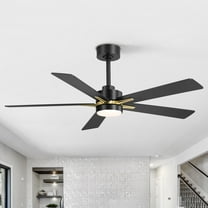 ALKAFY 52-Inch Black & Gold Modern Ceiling Fan with LED Light and Remote for Bedrooms & Living Rooms