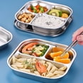 thumbnail image 3 of Sectioned Plates Mess Trays Practical Stainless Steel Camping Plates Divided Dishes for Convenient Meal Management, 3 of 8