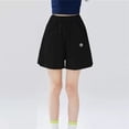 thumbnail image 5 of Girls' Quick Dry Elastic Waist Shorts, Casual Loose Wide Leg Running Shorts for Summer Black 120, 5 of 6